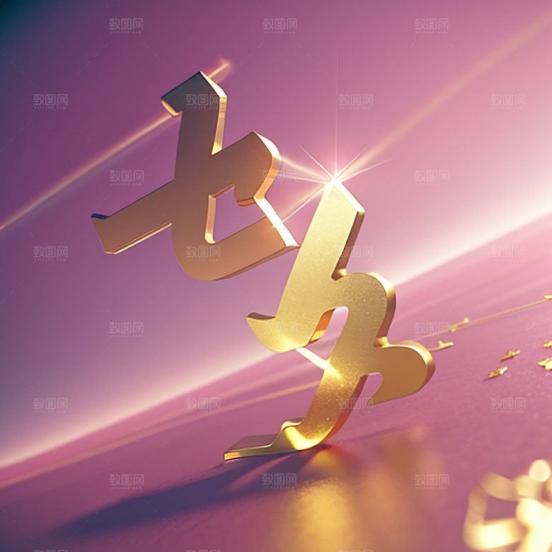 七夕立体字3D艺术字