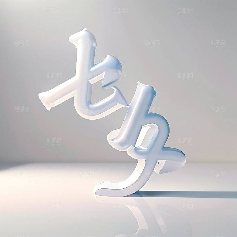 七夕风格化3D艺术字