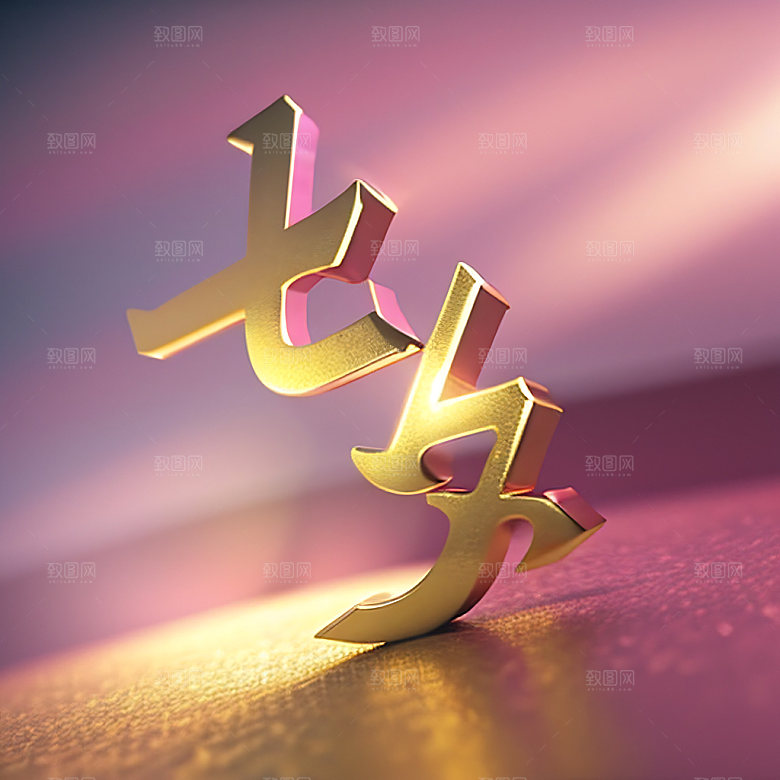 七夕立体字风格化艺术字