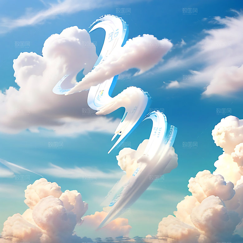七夕风格化3D艺术字
