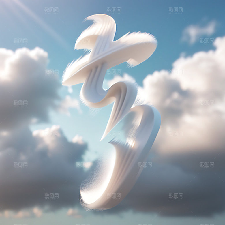 七夕立体字高清艺术字