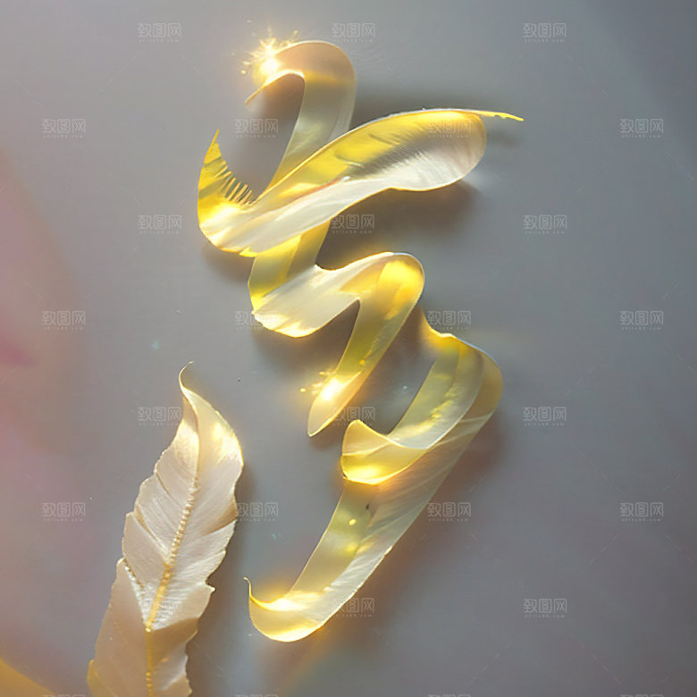 七夕风格化立体字艺术字