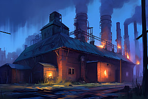 工厂工业生产工业基地插画