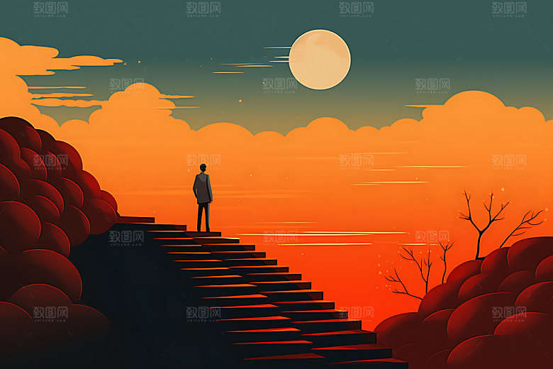 企业文化彩色奋斗扁平风插画