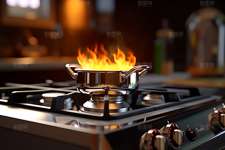 燃气灶烧饭煤气炉效果图