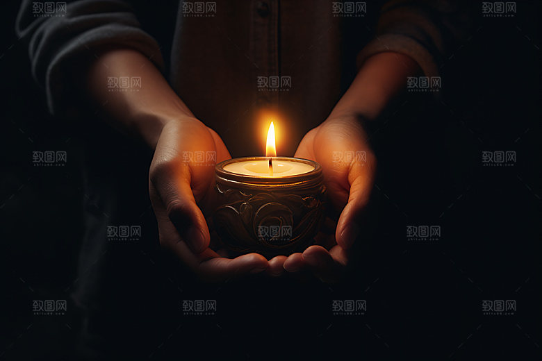 蜡烛祈愿高清摄影图