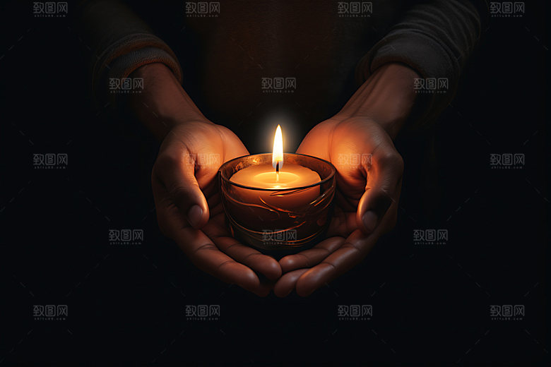 蜡烛祈福烛光摄影图