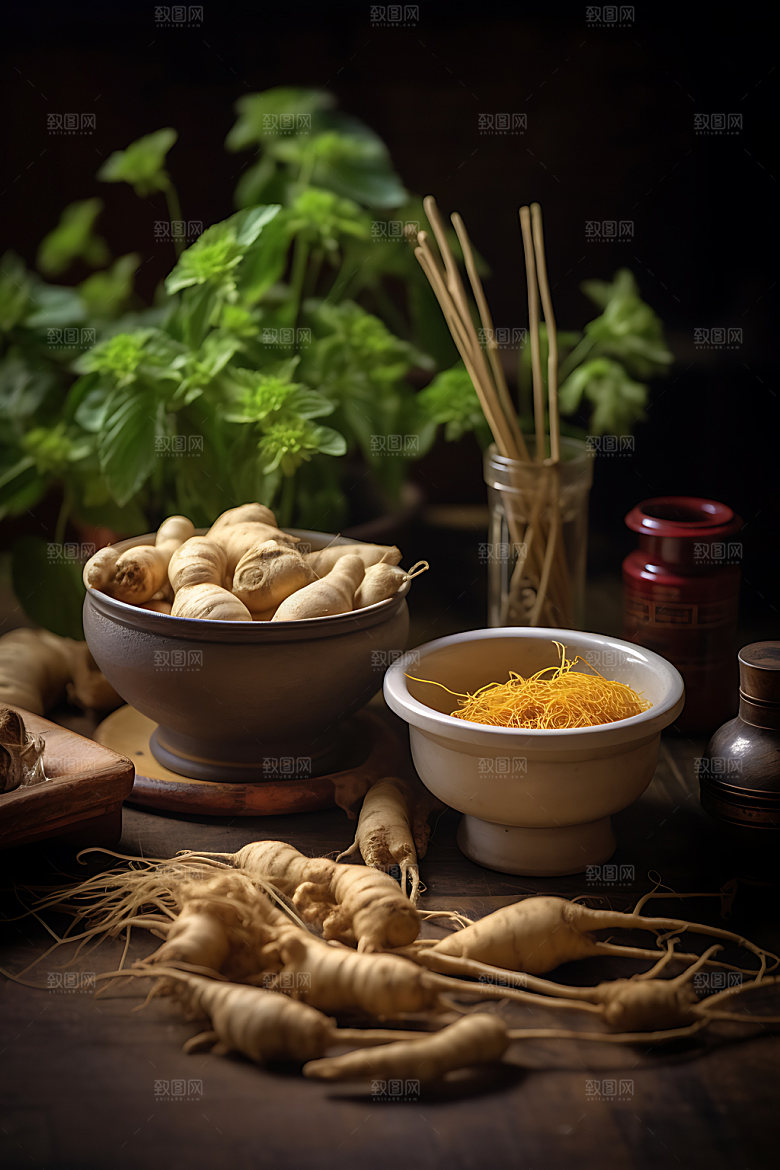 人参西洋参滋补摄影图