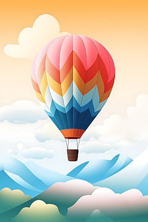 热气球户外旅行插画