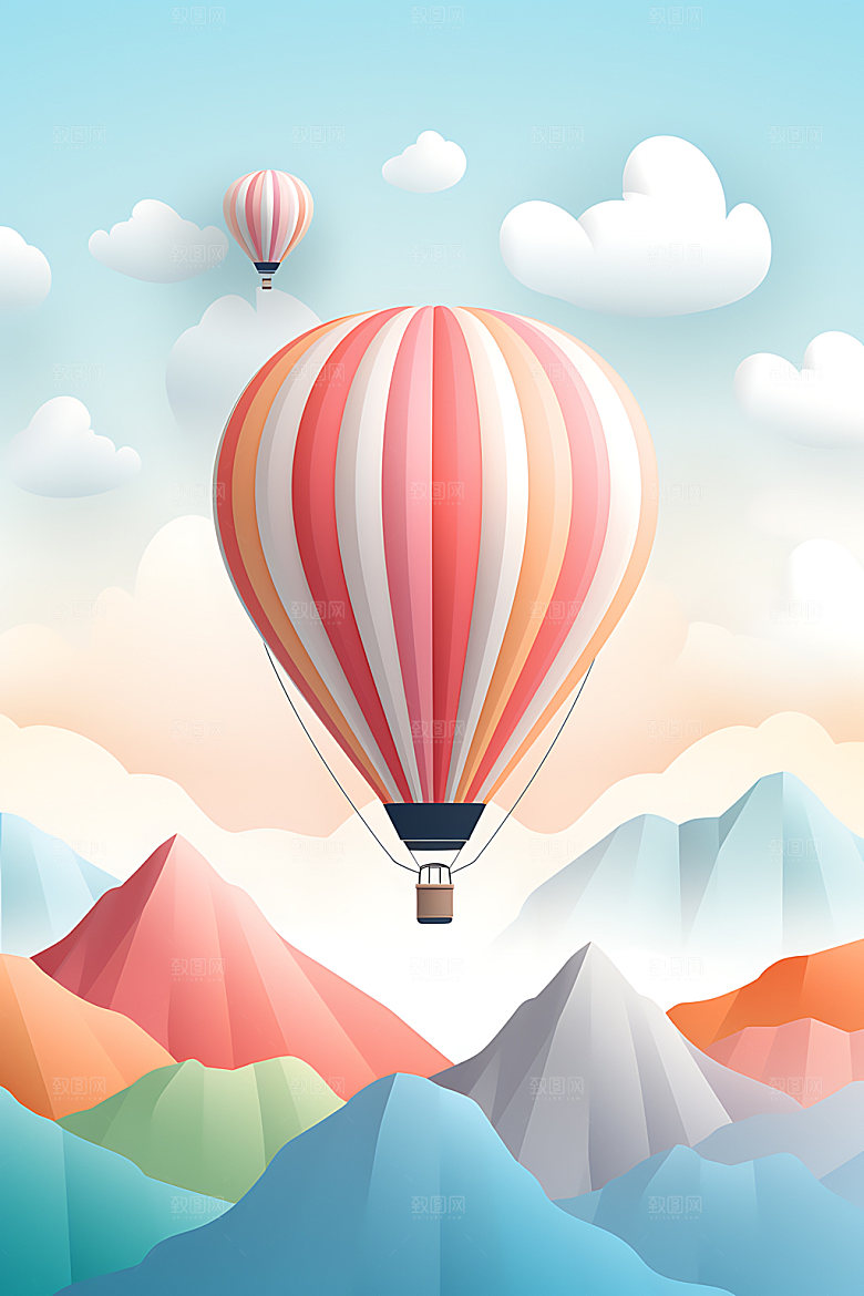 热气球景色景观插画