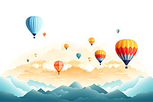 热气球旅游自然插画