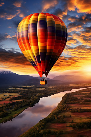 热气球景色旅游摄影图