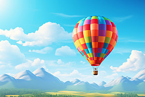 热气球景色风光摄影图