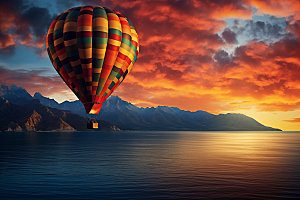 热气球旅游景色摄影图