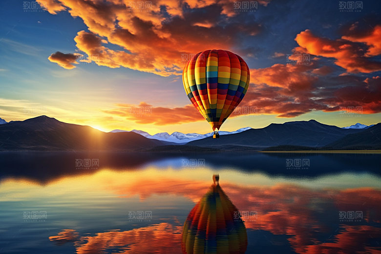 热气球风景旅游摄影图