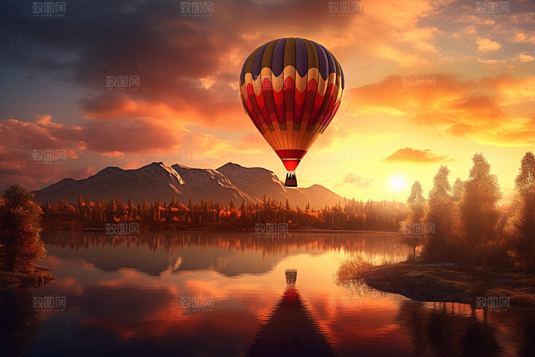热气球景色体验摄影图