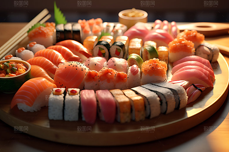日本寿司日料美食摄影图