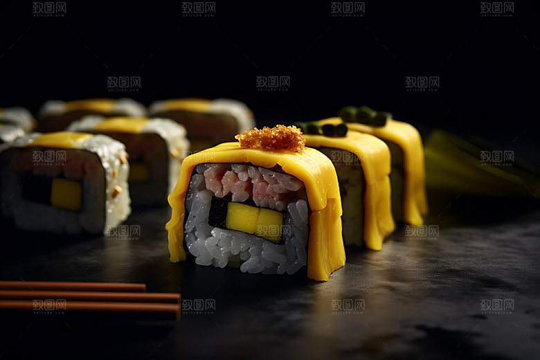 日本寿司鱼生美食摄影图