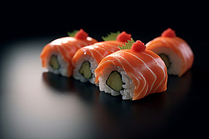 日本寿司寿司卷美味摄影图