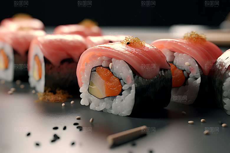 日本寿司鱼生美味摄影图