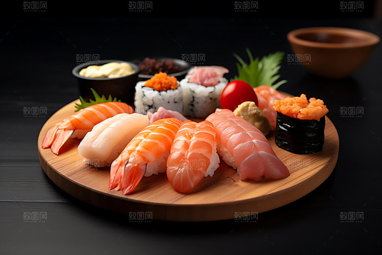 日本寿司鱼生美味摄影图