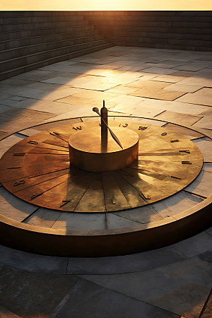 日晷时间刻度文物摄影图