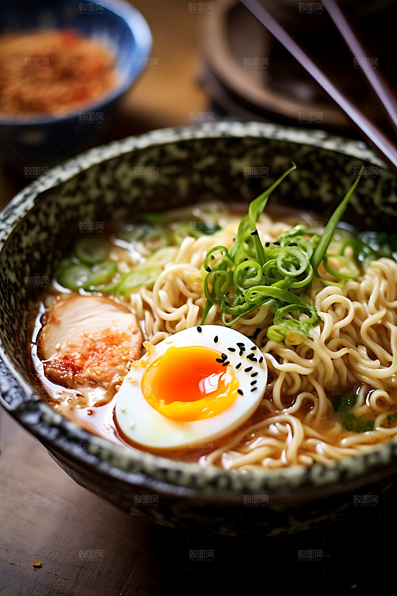 日式拉面美食面条摄影图