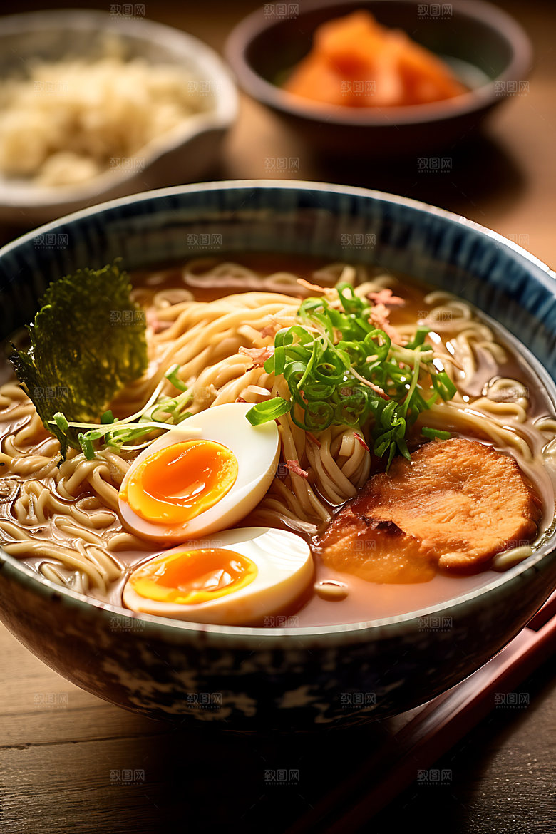 日式拉面日料汤面摄影图