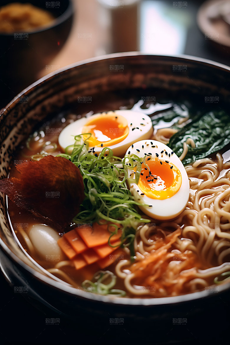 日式拉面面条美食摄影图