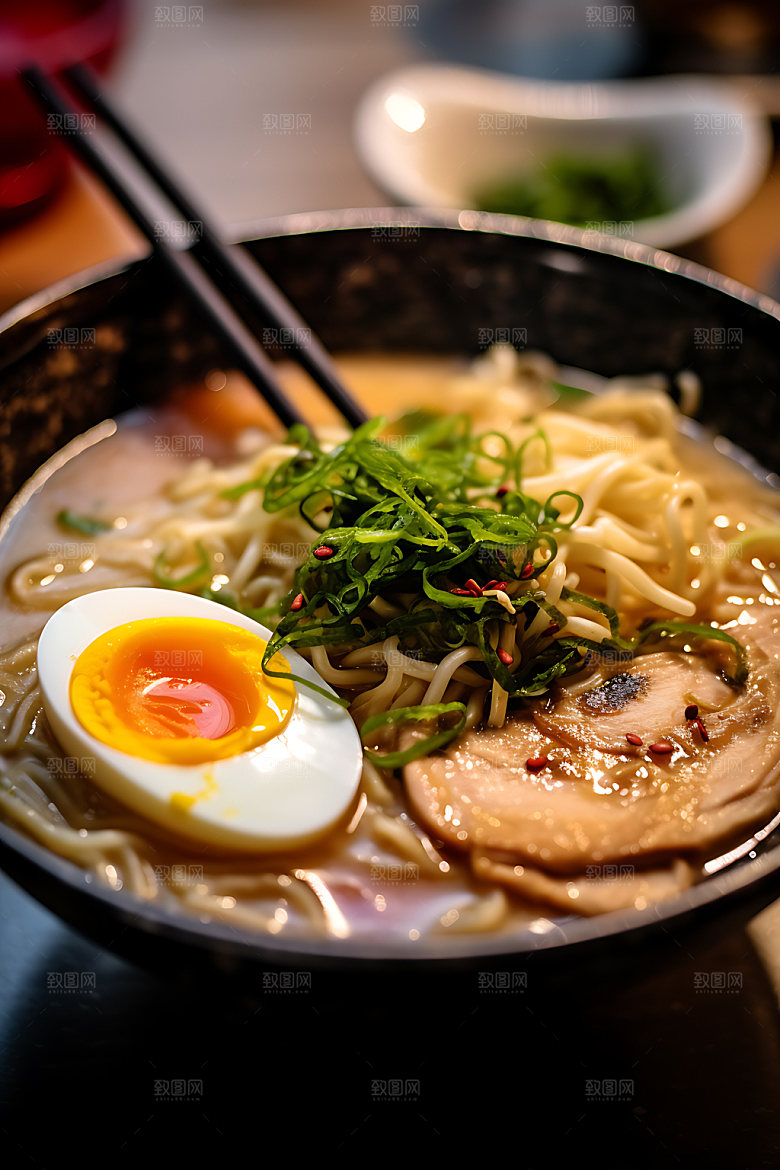 日式拉面美食面条摄影图