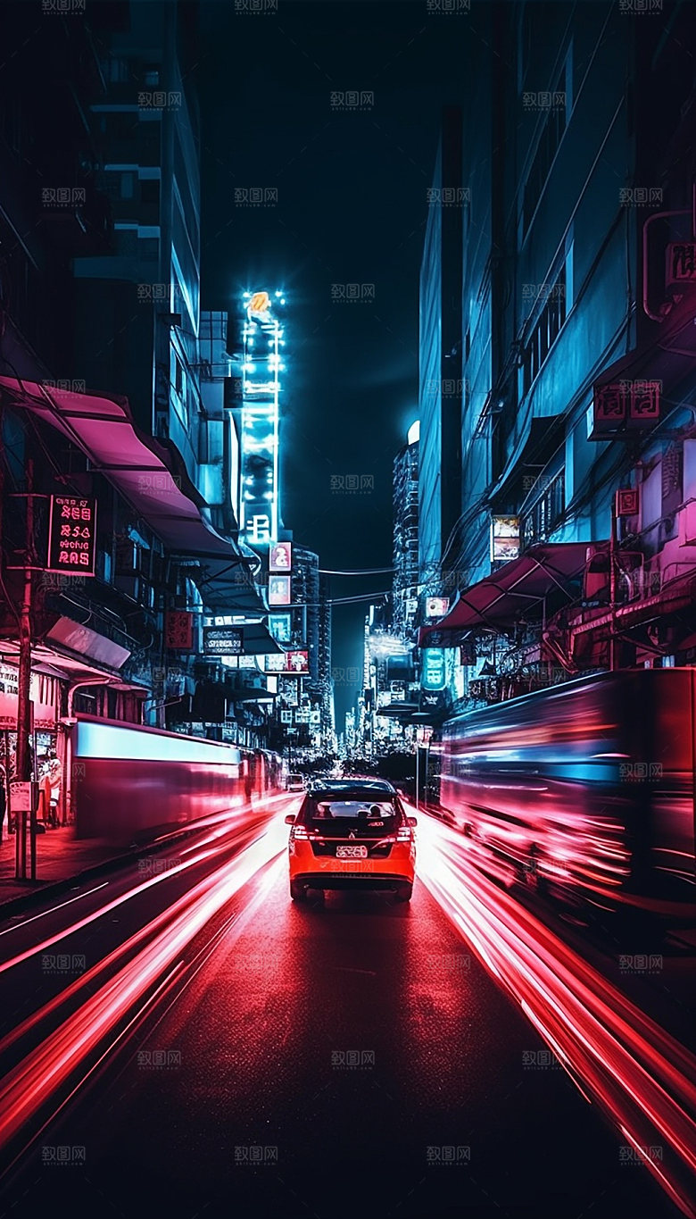 赛博朋克夜景都市素材