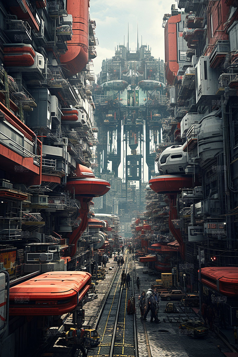 赛博都市游戏未来场景插画