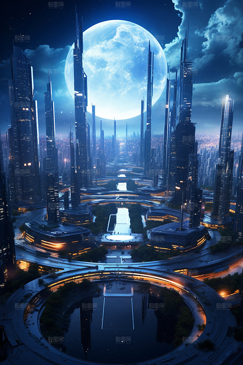 赛博都市游戏未来场景插画