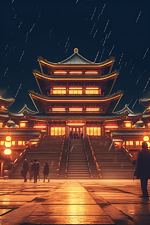 古风建筑中国风游戏原画