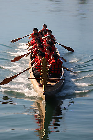 赛艇团队合作水上竞技摄影图