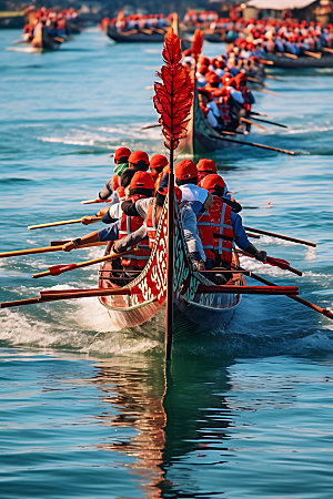 赛艇水上运动团队比赛摄影图