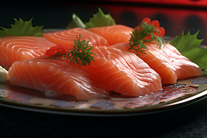 三文鱼寿司美食摄影图