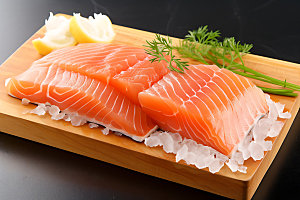 三文鱼日本料理精致摄影图