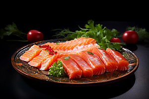 三文鱼精致日本料理摄影图