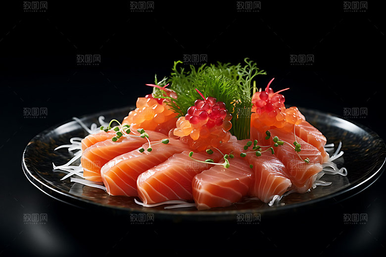 三文鱼鱼片美食摄影图