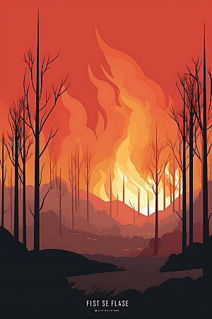 森林大火自然灾害气候干燥插画