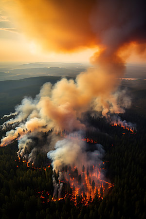 森林大火高清烟雾摄影图