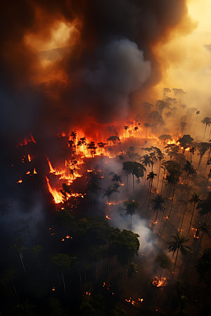 森林大火自然灾害烟雾摄影图