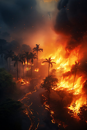 森林大火高清烟雾摄影图