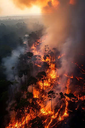 森林大火火灾自然灾害摄影图