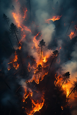 森林大火山火自然灾害摄影图