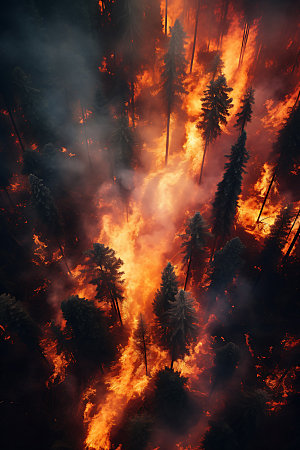 森林大火灾难烟雾摄影图
