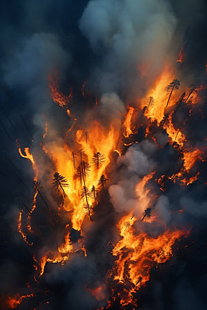 森林大火山火燃烧摄影图