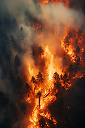森林大火山火自然灾害摄影图