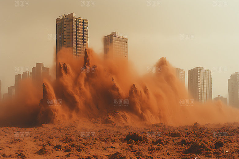 沙尘暴极端天气高清摄影图